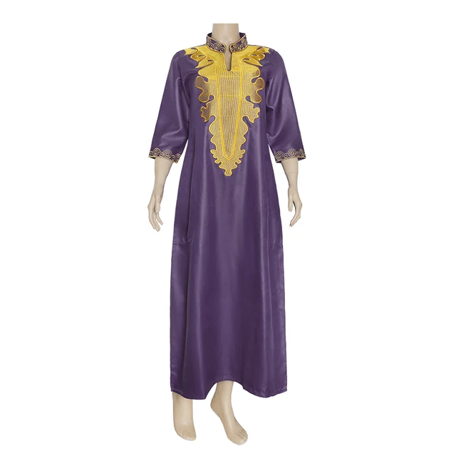 MD African Clothing For Women Ankara Traditional Long Dresses Embroidered Dashiki Robe Marocaine Jellaba Femme Kaftan Party Gown purple
