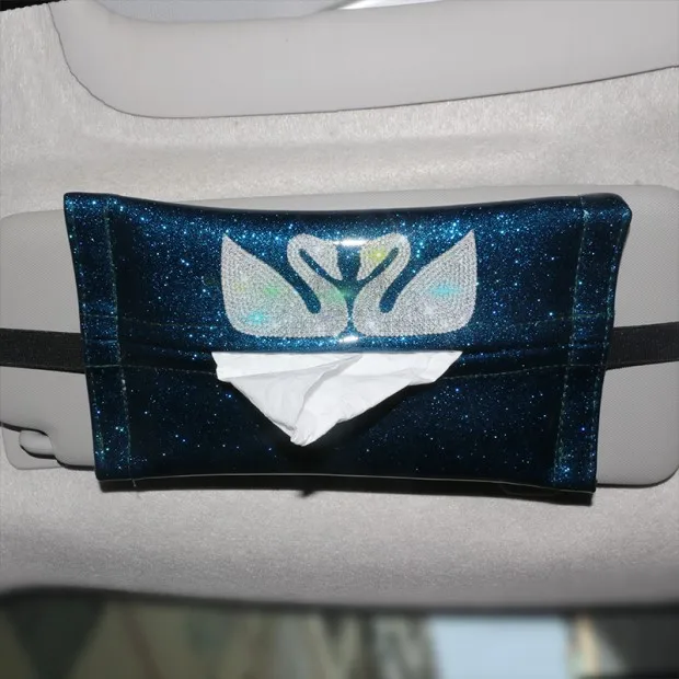 Bling PU кожаный автостайлинг коробка для салфеток Алмазная Хрустальная корона автоматическая коробка для салфеток