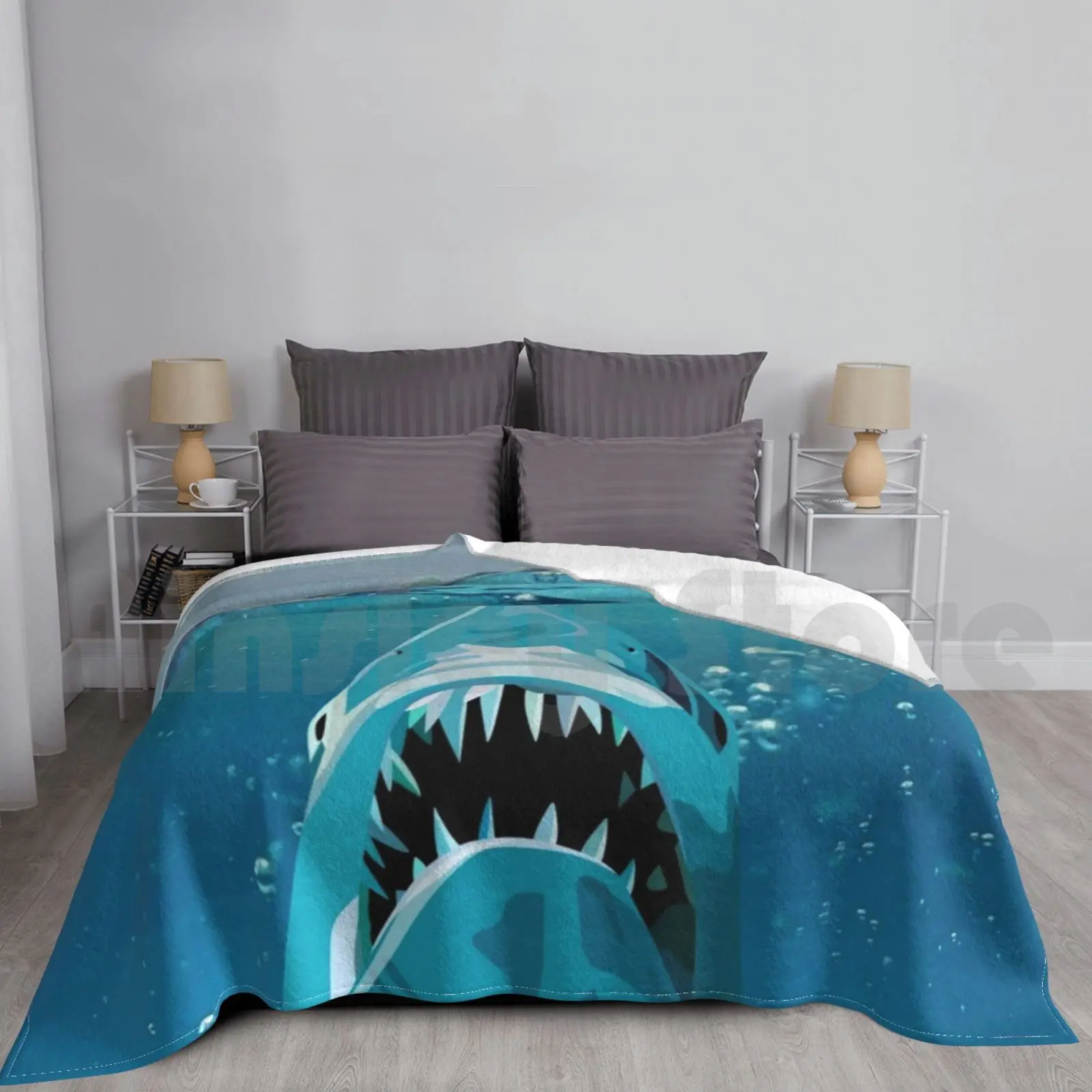 Shark Attack-Ocean Background Coperta Per Divano Letto Travel Shark Shark Attack Ocean Ocean Life Ocean Animals