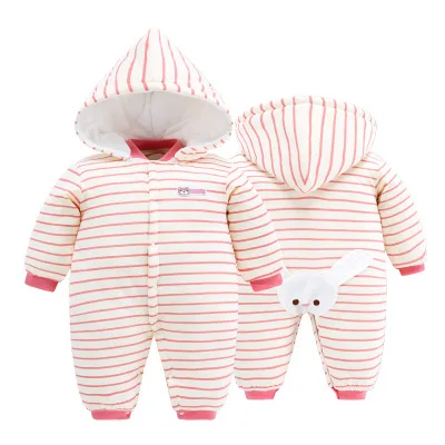 Арбузно-красный Baby Siamese clothes thickening baby clothes autumn and winter clothes newborns cute print cotton clothes winter warm jumpsuit - Цвет: Арбузно-красный