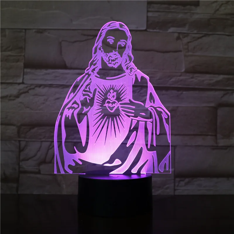 Лампе Led Jesus 7 цветов изменить ночную лампу 3D настольная лампа для спальни спальный lamparas домашний декор декоративные светильники 3232