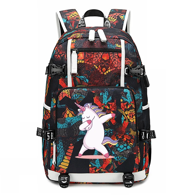 

Woman Man Unicorn Print Backpacks Waterproof Oxford Backpack School Bags 18 Inch Large Bookbag Girls Boys Laptop Knapsack Bag