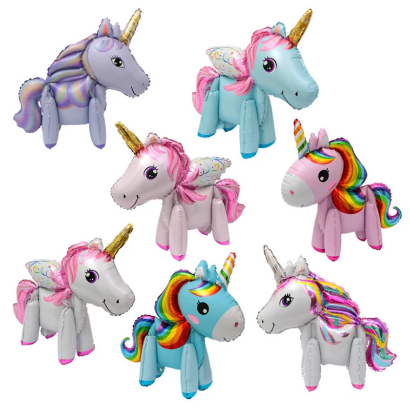 3D Pink Unicorn Balloon Rainbow Foil Balloons DIY Birthday Party Decorations Baby Shower Decor Kids Toys | Дом и сад