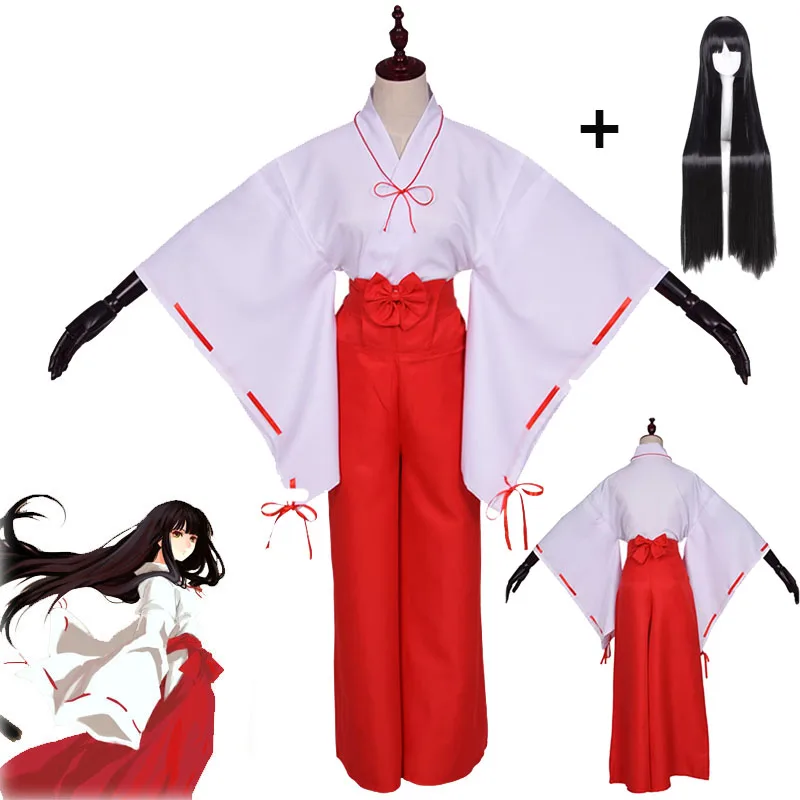 InuYasha kiyo кимоно Мико Косплей Костюм японский костюм ведьмы женский белый красный