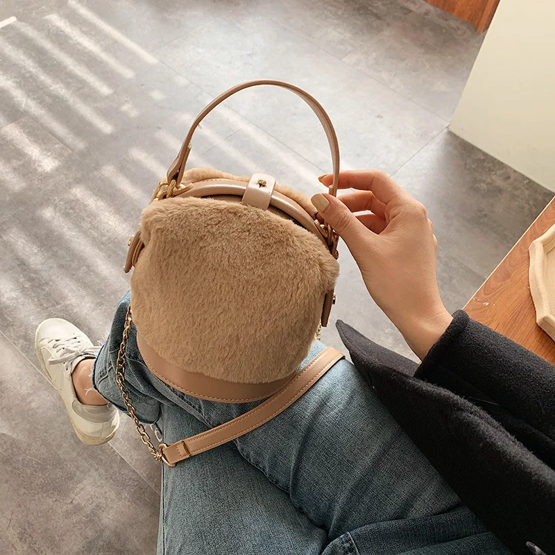 

2019 Autumn And Winter New Style Maomao Bag Women's Cute Handbag Versitile Fashion Shoulder Bucket Bag WOMEN'S Bag