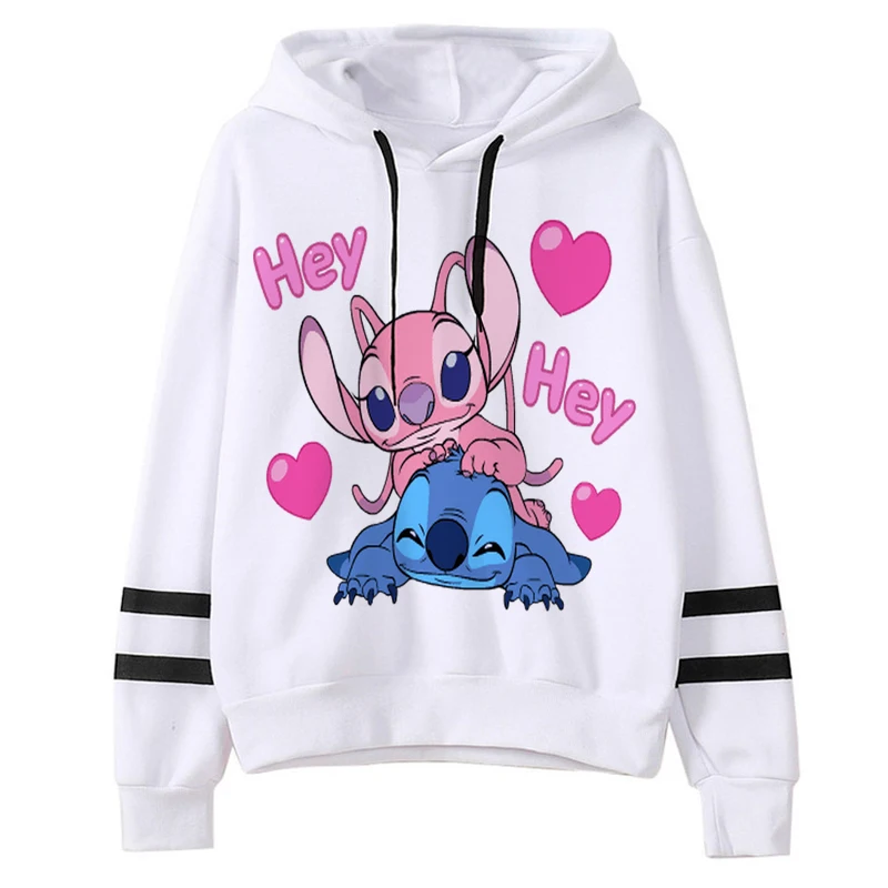 Kawaii Stitch Ohana Hoodies Women Disney Cartoon  Lilo Stitch Graphic Streetwear Anime Unisex Korean Style Sweatshirts Female