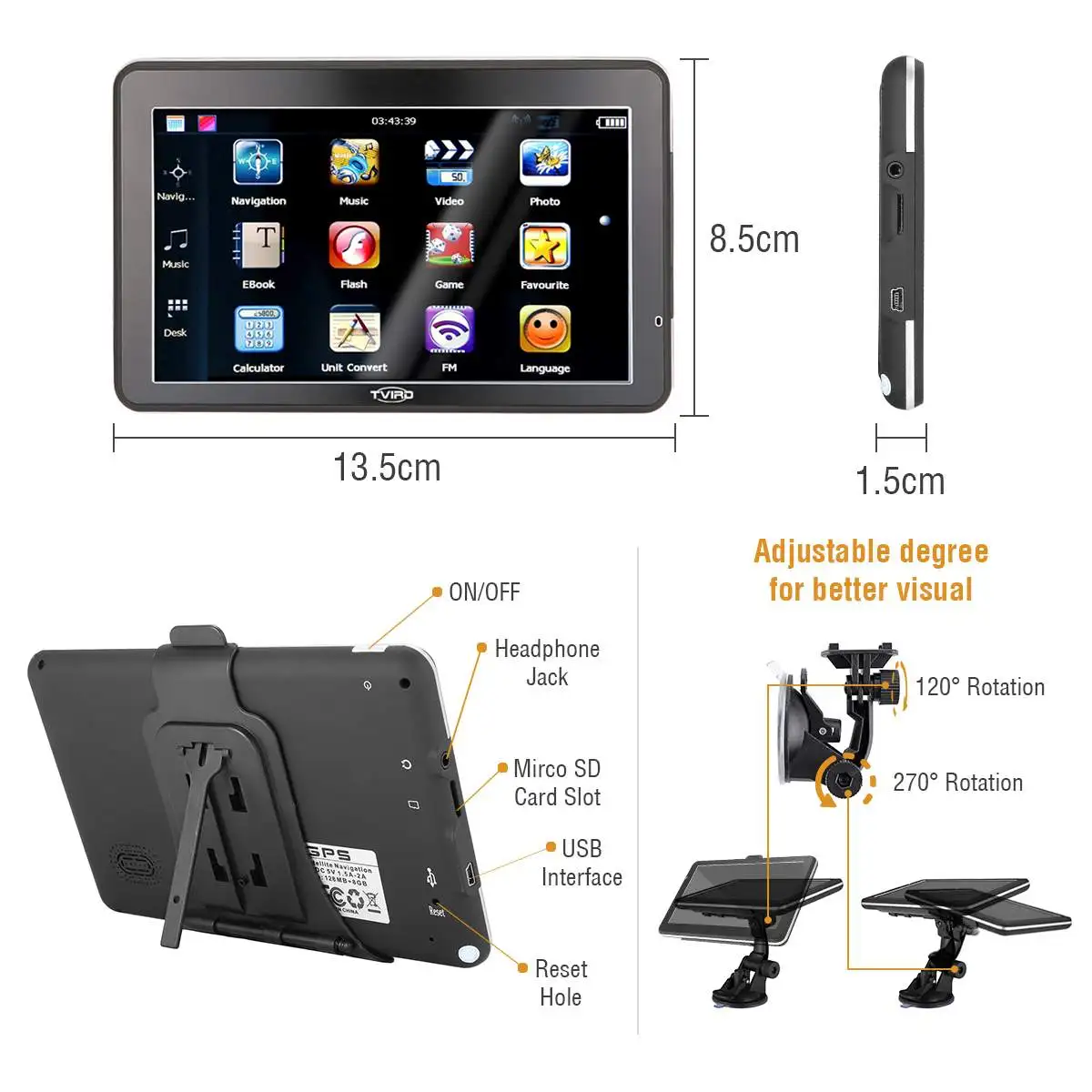  HD GPS 7 Zoll Touch Screen Tragbare 8GB GPS Navigator FM Sende Ultra Dünne Auto Lkw GPS Tracker Nav