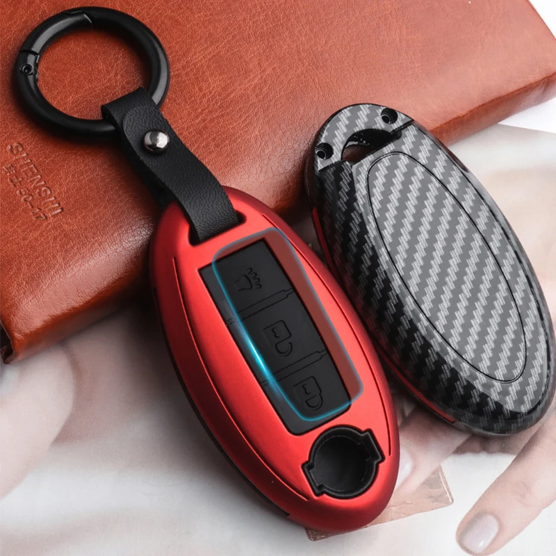 

High Quality Mature Carbon Fiber Matte Car Key Case For Nissan 370Z Altima GT R Maxima Murano Rogue Sentra Interior Accessories