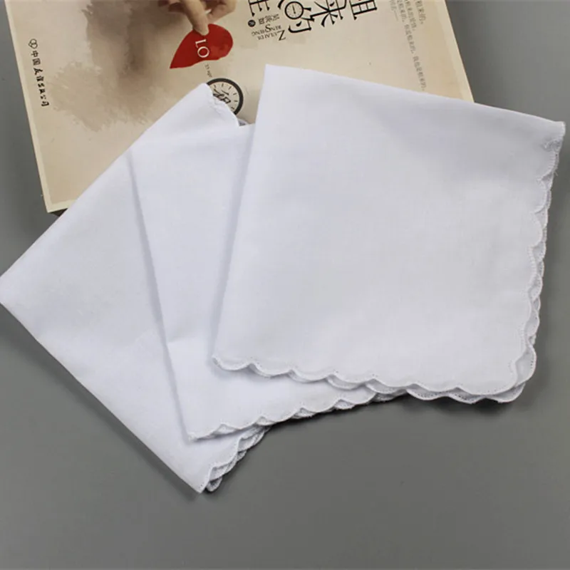 Хлопковый платок с белыми волнистыми краями 5 шт. 28x29 см|Мужские галстуки и