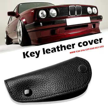 

Key Case Litchi Synthetic Leather Key Fob Cover for BMW E36 E46 E39 E60 E61 E53 Foreign Trade Style Sleek Minimalist
