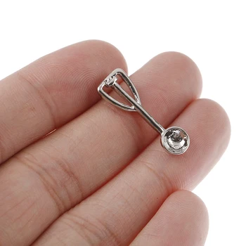 

1PCS Mini 1:12 Sliver Dollhouse Ice Cream Spoon Miniature Pretend Play Kitchen Toy 2cm