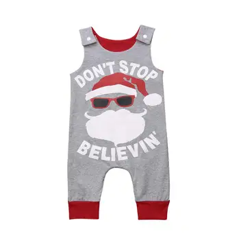

Kids Baby Boy Sleeveless Romper Tops Jumpsuit Pants Christmas Elements Santa Claus Prin tOutfits Clothes