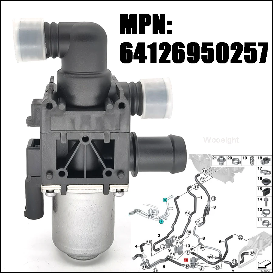 

Wooeight 64126950257 HVAC Coolant Control Valve For BMW E70 E71 F15 F16 F85 F86 X5 X6 1147412194 Car Accessories