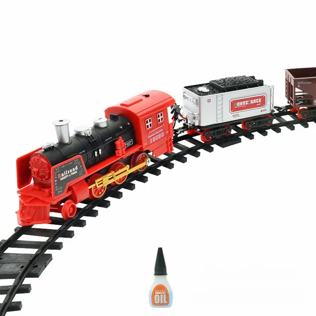 Electric Smoke Remote Rail Train Simulation Model Rechargeable Classic Steam Train Children's Toy Suit 4