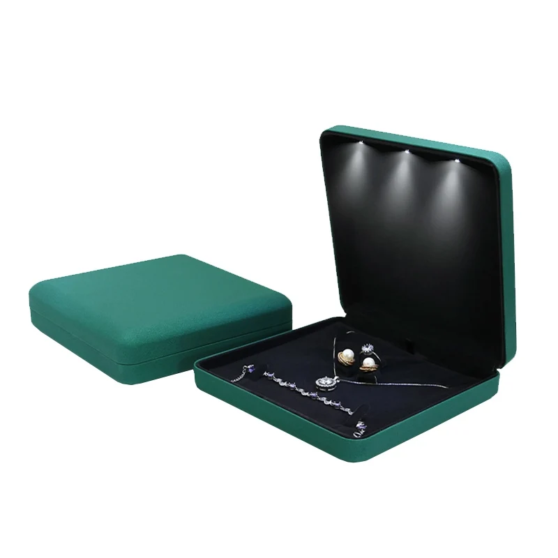 PU Leather Jewelry Necklace Ring Display Box Tray Holder Storage Organizer 