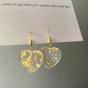 

Fashion Geometric Transparent Resin Gold Earrings Vintage Bohemia Tassel Peach Heart Dangle Earrings for Women Party Jewelry