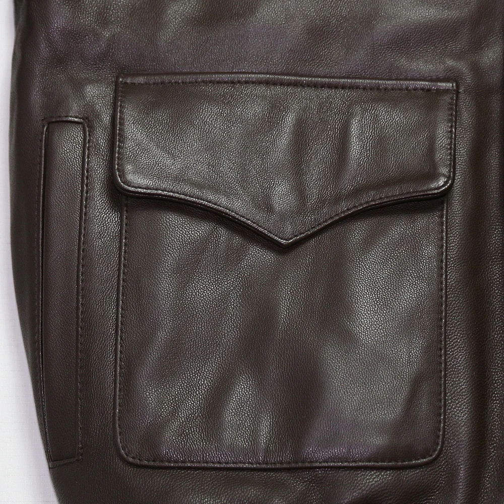 New Men's Genuine Goat skin Leather Jacket Fat loose big yards S-XXL Casual Russia Winter Coats Free Shipping