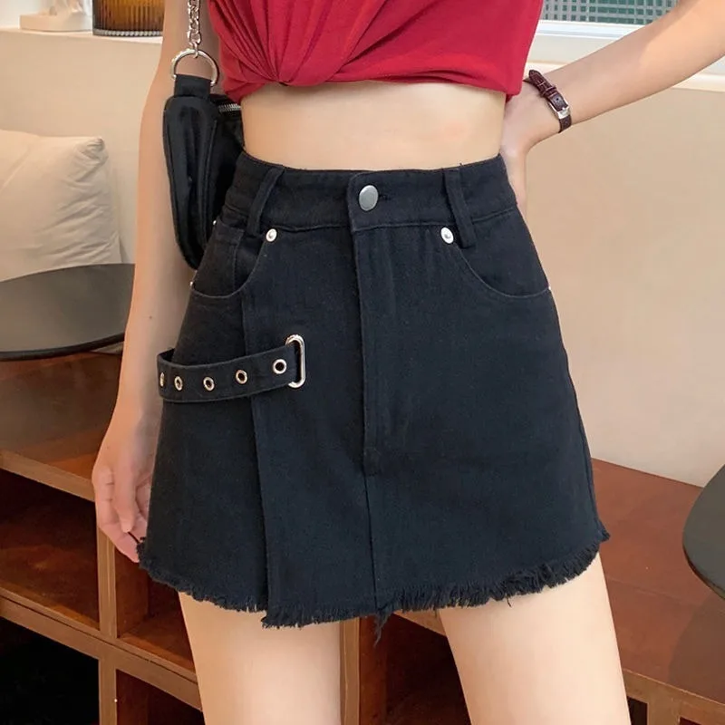 Sexy Woman Shorts Ruffle Shorts Womenshort Pants Women Jeans High Waist Slimming Fringe Stitching Denim Skirt Pants