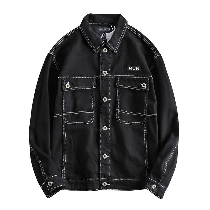 Japanese Harajuku Black Contrast Stitch 