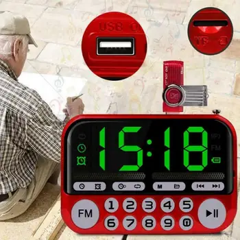 

Portable Mini FM Radio Stereo Receiver With Clock Display Built-In Speakers Radio Receiver Music Backlight Player Fm Receiver