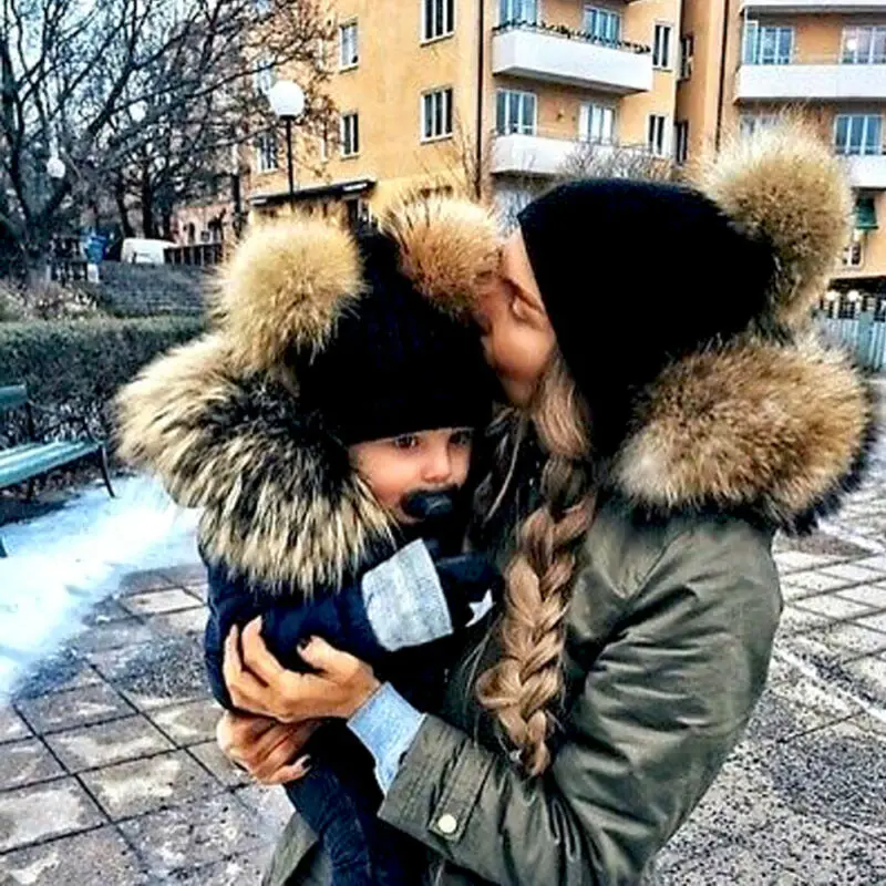 Лидер продаж, зимняя вязаная теплая мягкая шапочка для маленьких мальчиков и девочек и мам, шапка с помпонами для взрослых и детей, одинаковые шапки для всей семьи, шапки s