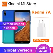 Мобильные телефоны Xiaomi Redmi 7A с глобальной версией, 2 Гб, 32 ГБ, Восьмиядерный процессор Snapdragon 439, разблокировка лица, hd-экран 5,45 дюйма, 4000 мАч, камера 12 МП