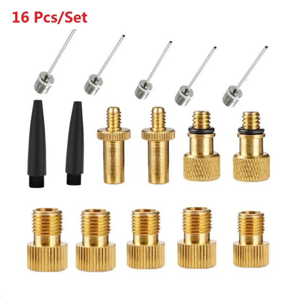 16pcs set Адаптер клапана велосипеда набор SV AV DV велосипедный насос Иглы адаптер велосипед шин Надувное воздушный насос компрессор велосипедный клапан конвертер - Цвет: 16pcs set