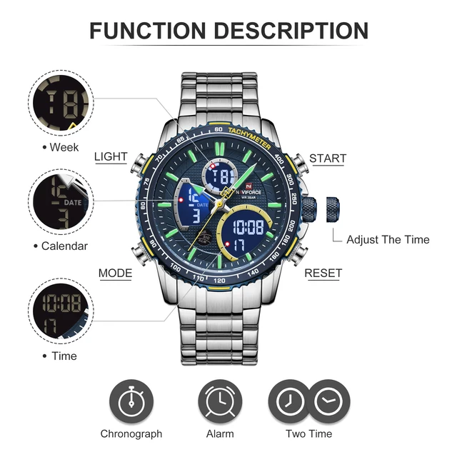 NAVIFORCE Men Watch Top Luxury Brand Big Dial Sport Watches Mens Chronograph Quartz Wristwatch Date Male Clock Relogio Masculino 2