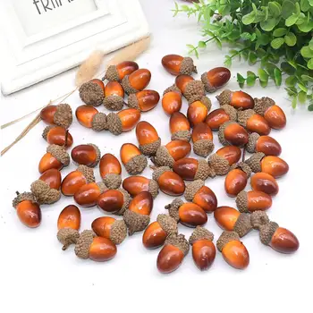 

20/100Pcs Artificial Plant Fake Acorns Oak Nuts Home Kitchen Festival Decoration Acorns Christmas, Thanksgiving Decoration Oak