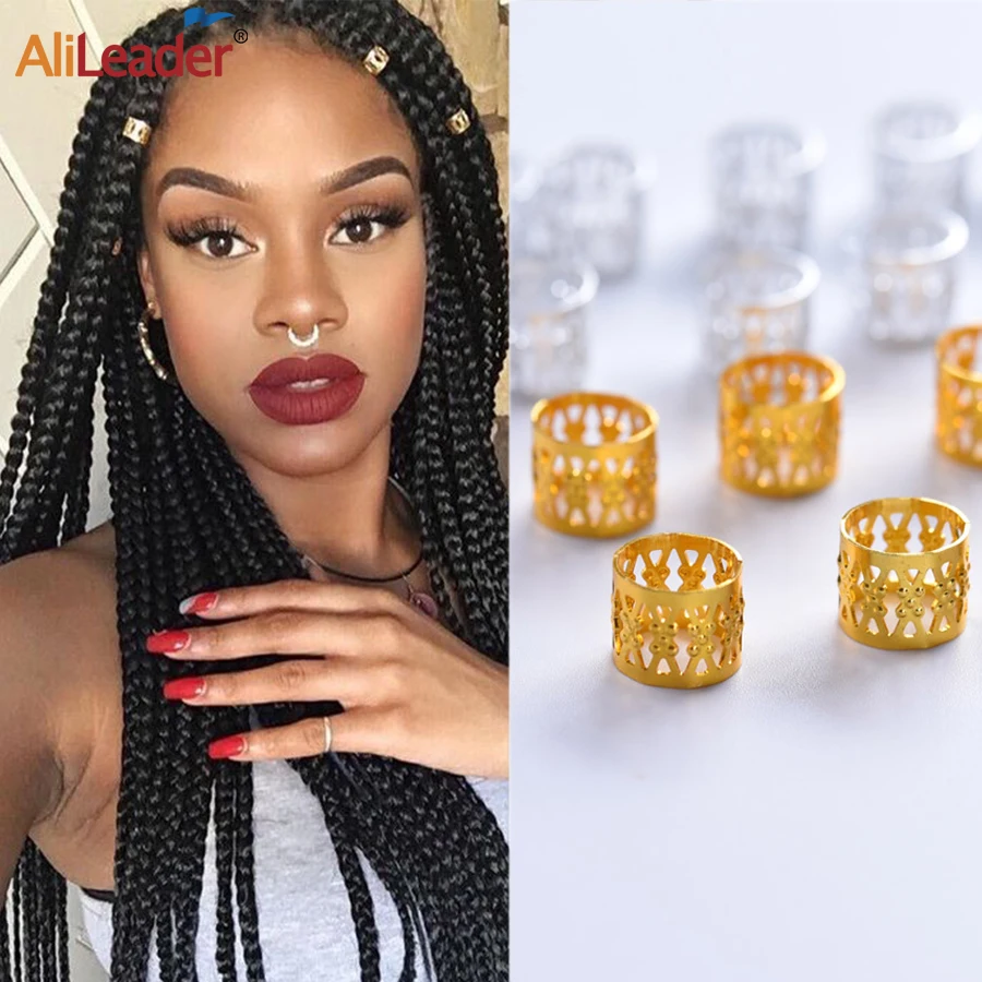 Alileader Tube Beads Golden Silver Rings For Braids Jewelry Ring