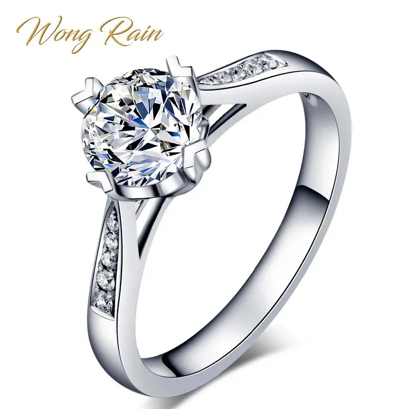 

Wong Rain 100% 925 Sterling Silver Created Moissanite Gemstone Wedding Engagement White Gold Ring Fine Jewelry Gifts Wholesale