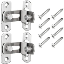 2 Pieces 90 Degree Right Angle Door Latch Hasp Bending Latch Buckle Bolt Sliding Lock Barrel Bolt with Screws for Doors and Wind