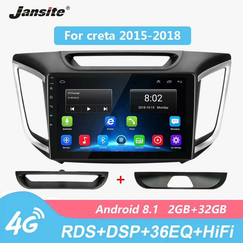 

Jansite 10" Car Radio player For Hyundai Creta IX25 2015-2018 Android GPS Wifi Touch screen multimedia video players with Frame