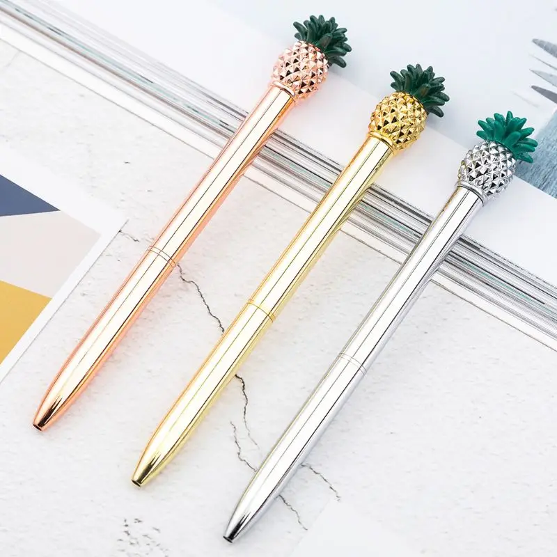

1.0mm Metal Ball Point pen Pineapple Ballpoint Pens Signature Writing Tool Kawaii Stationery School Office Supplies Student Gift
