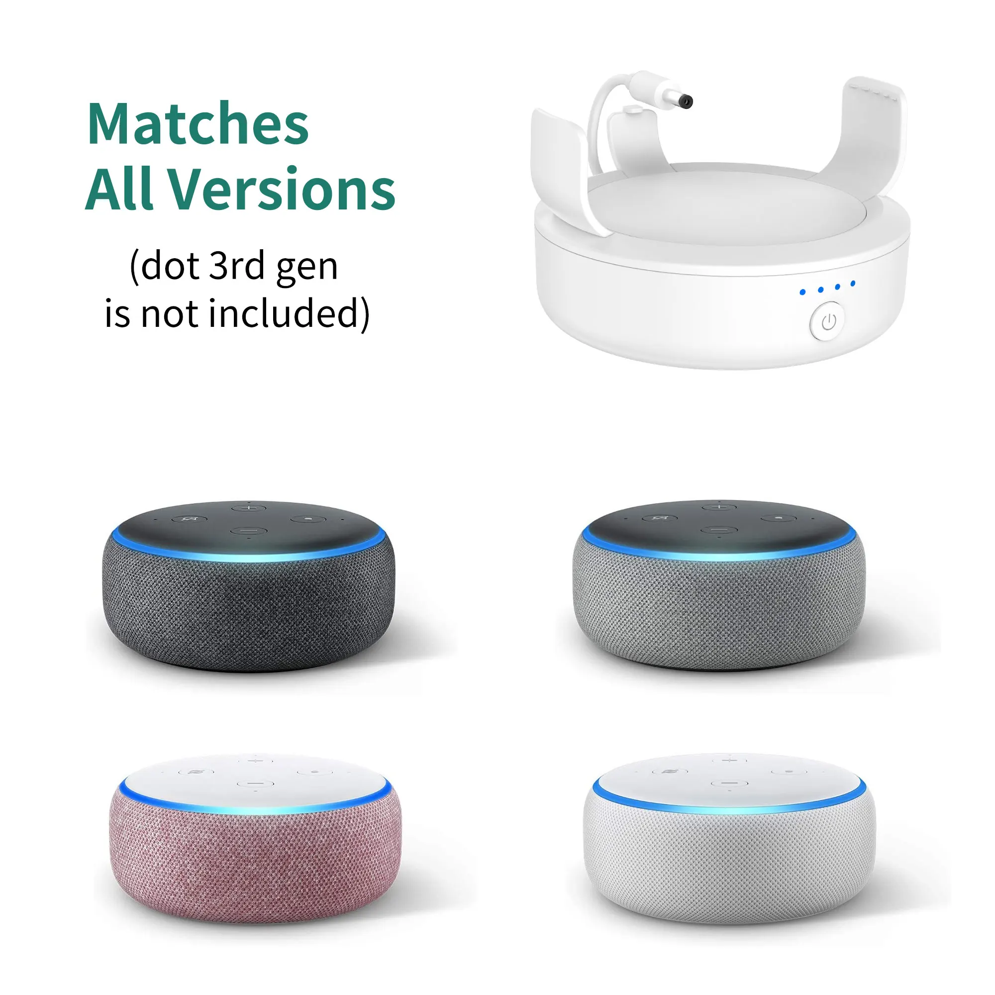 GGMM-Base de batería D3 para  Echo Dot, estación de acoplamiento de  altavoz Alexa de tercera generación, 16 horas de reproducción, batería  recargable para Echo Dot 3