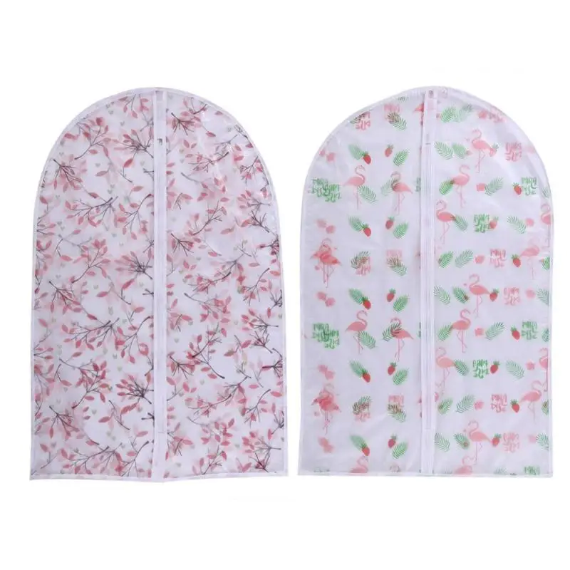 

Dust Cover Clothing Hanging Bags Transparent Printing Waterproof Suit with zipper big coat suit clothes protector