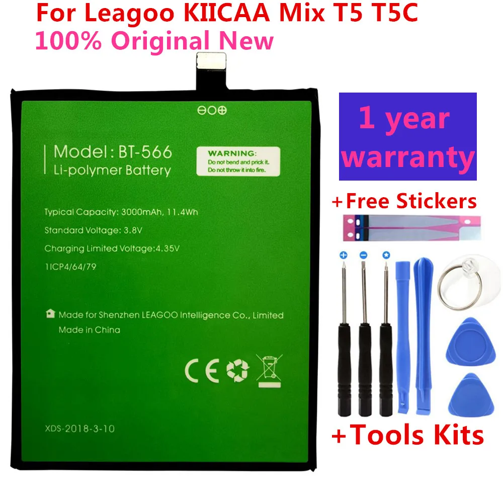 Bateria para Leagoo Peças de Telefone Original 3000mah Kiicaa Mix t5 T5c Bt565 Bt566 Móvel Inteligente Batterie Baterias 100% Bt-565 & Bt-566 1 para leagoo kiicaa mix t5 t5c bt565