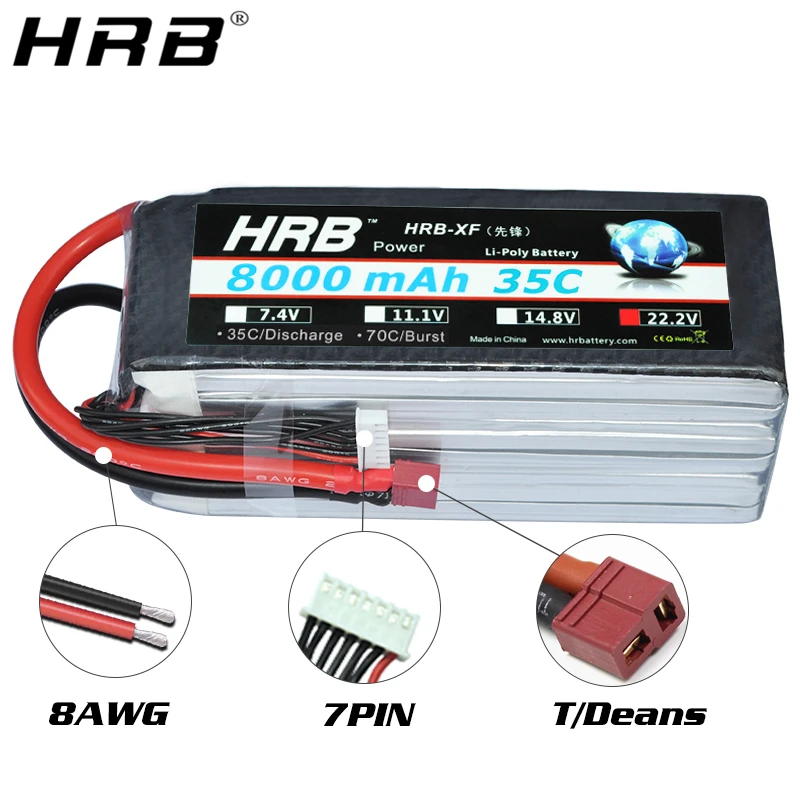 HRB 22,2 V 8000mah Lipo батарея 6S XT60 EC5 XT90 Deans T TRX XT150 AS150 35C RC Запчасти для квадрокоптера вертолета самолета автомобиля лодки