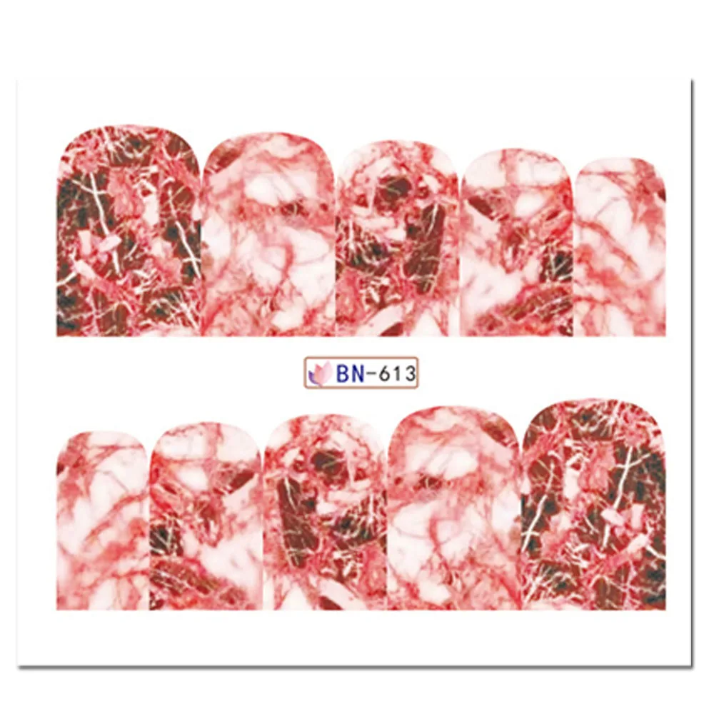 1pc Marble Series Nail Art Sticker Water Transfer Decal White Black Gradient Full Wraps Charm Nail Art Manicure Tips LABN613-624 - Цвет: BN613