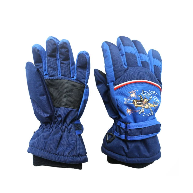 Детские снегоходные зимние теплые лыжные перчатки спортивные водонепроницаемые ветрозащитные зимняя рукавица лыжный ремень перчатки для катания на лыжах от 4 до 10 лет - Цвет: 04L