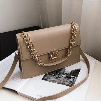 

Burminsa Square Chain Shoulder Bags Office Ladies Large Capacity Work Briefcase Bag Women High Quality Lock Crossbody Bags 2020