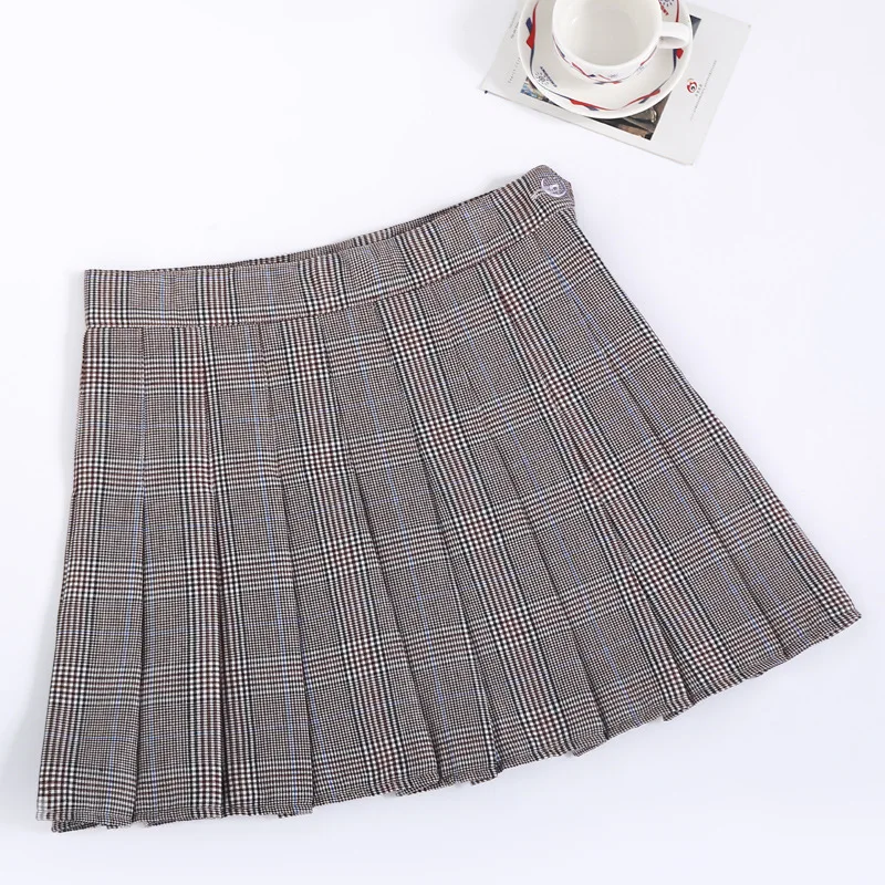 Серый Клетчатая Новая женская юбка в форме А в школьном стиле, хорошо проданная плиссированная юбка, юбка - Цвет: Серый
