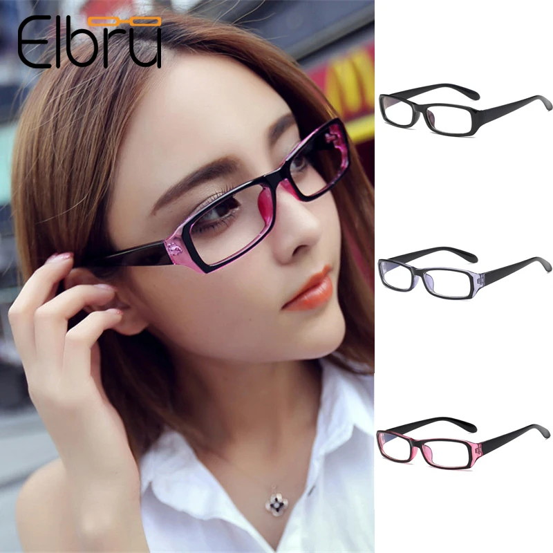 Elbru Anti blue Light  Square Myopia Glasses Women Men Finished Nearsighted Eyeglasses Diopter  1.0to  4.0 Unisex