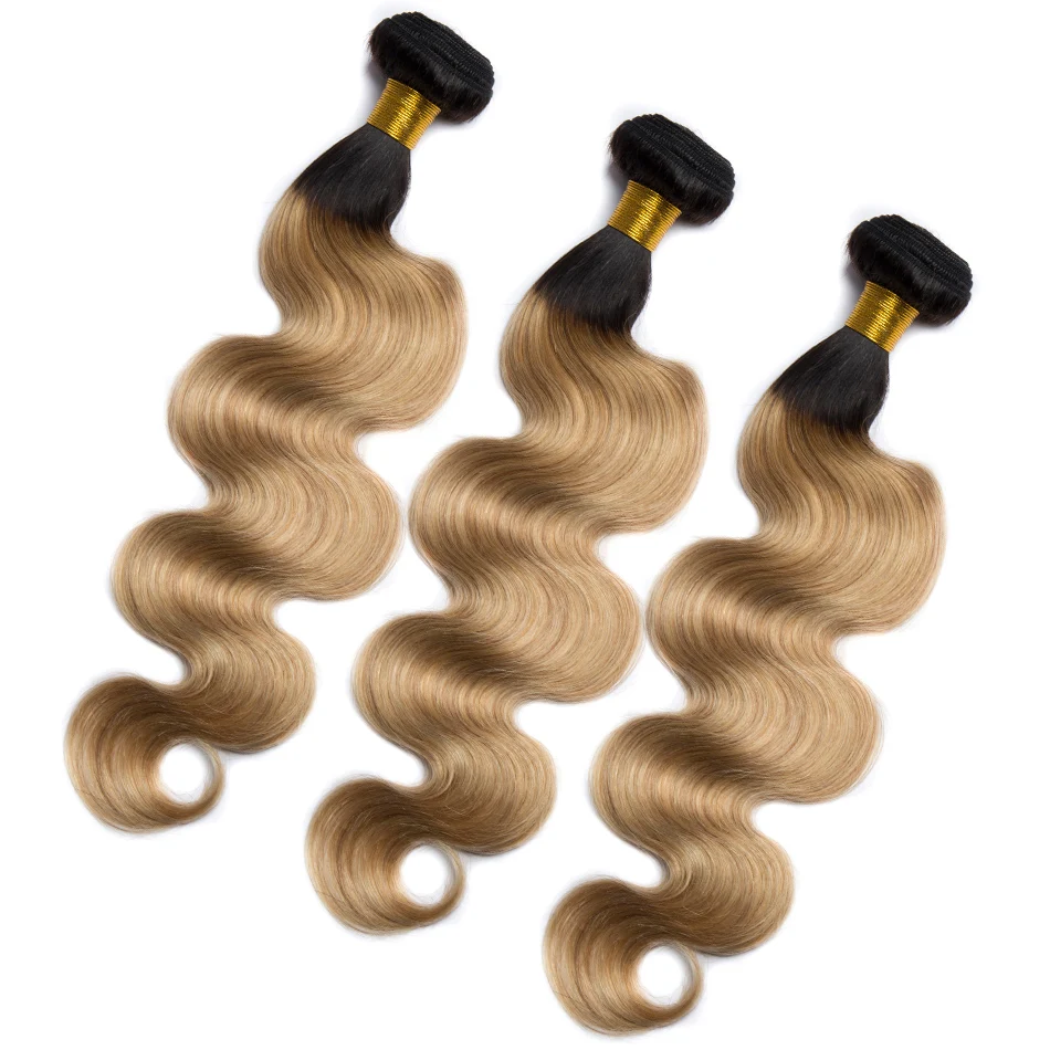 Omber hair1B 27 Green 99j Ombre Body Wave Bundle With Closure Colored Remy Brazilian Human Hair Weave Blonde 3 Bundle With Closure