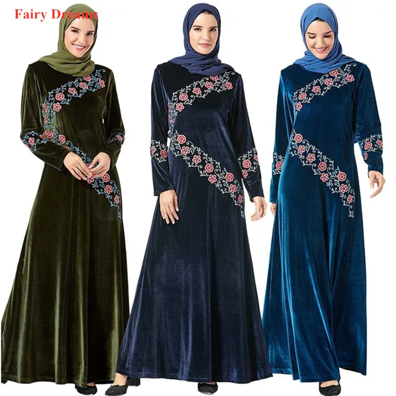 Бархатная абайя Пакистан Дубай Турция Бангладеш Исламская одежда кафтан
