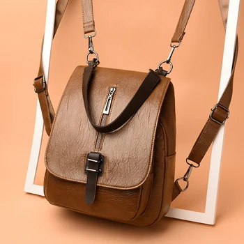 

CESHA Fashion Casual Women Travel Backpack High Quality Durable PU Leather Backpack Multifunctional Female Daypack Backpack SAC