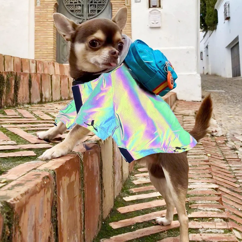 Лазерная ткань Чихуахуа модная куртка одежда для собак для маленьких собак Французский бульдог плащ костюм для мопса Прямая поставка PC1360