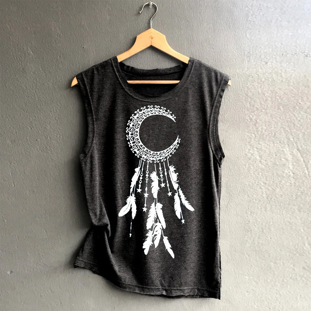 Dark Gray Летняя женская майка, мягкая, модная, прямая, без рукавов, повседневная, для девушек, повседневная, простая, с принтом, вырез лодочкой, свободная - Цвет: Dark Gray