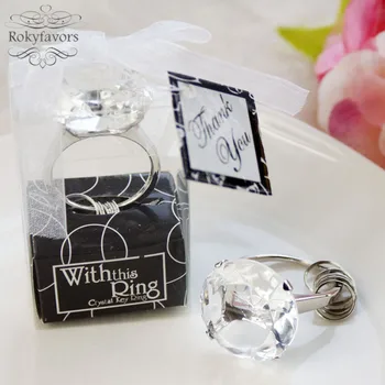 

12PCS With This Ring Diamond Keychain Wedding Favors Bridal Shower Events Souvenirs Kids Party Keepsake Anniversay Giveaways