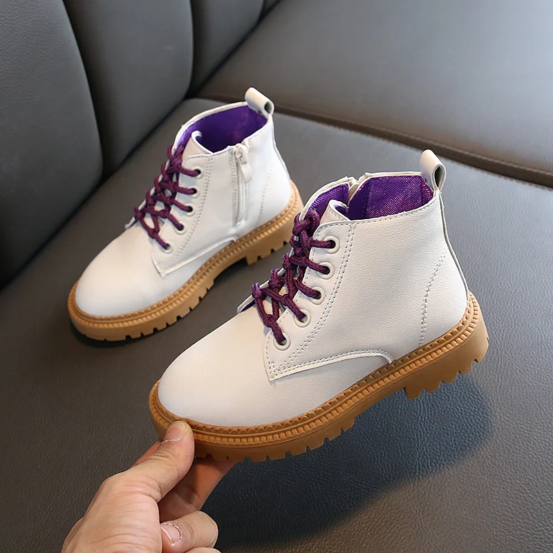 New Girls Leather Boots Boys Shoes Spring Autumn Leather Children Boots Fashion Toddler Kids Boots Warm Winter boys Boots